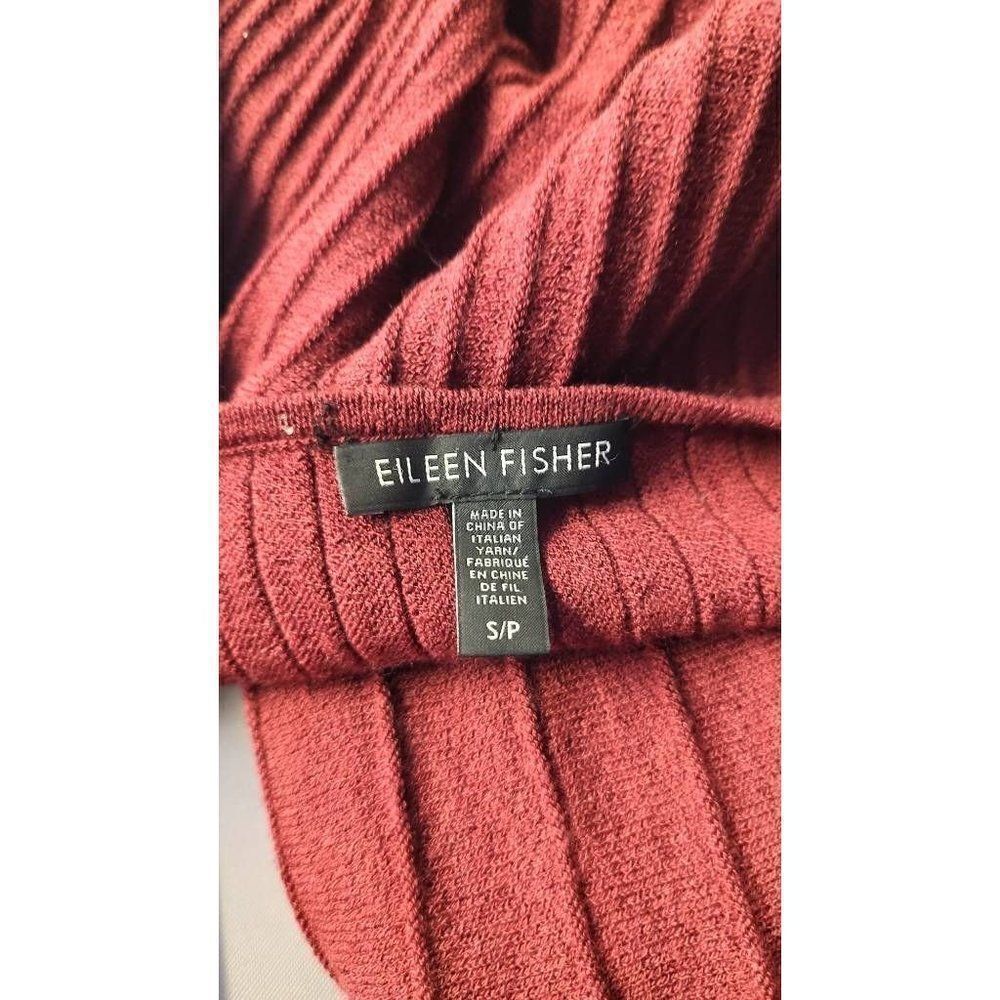 *EILEEN Fisher Womens Sweater Dress Red Pleated Scoop Neck Long Sleeve Knit S - Picture 4 of 5